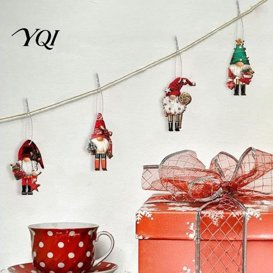 Christmas Dwarf Doll Ornaments 12/24/36Pcs Wooden Nutcracker Gnome Ornament Set for Tree, Retro Hanging Decorative Faceless Dolls Decorations
