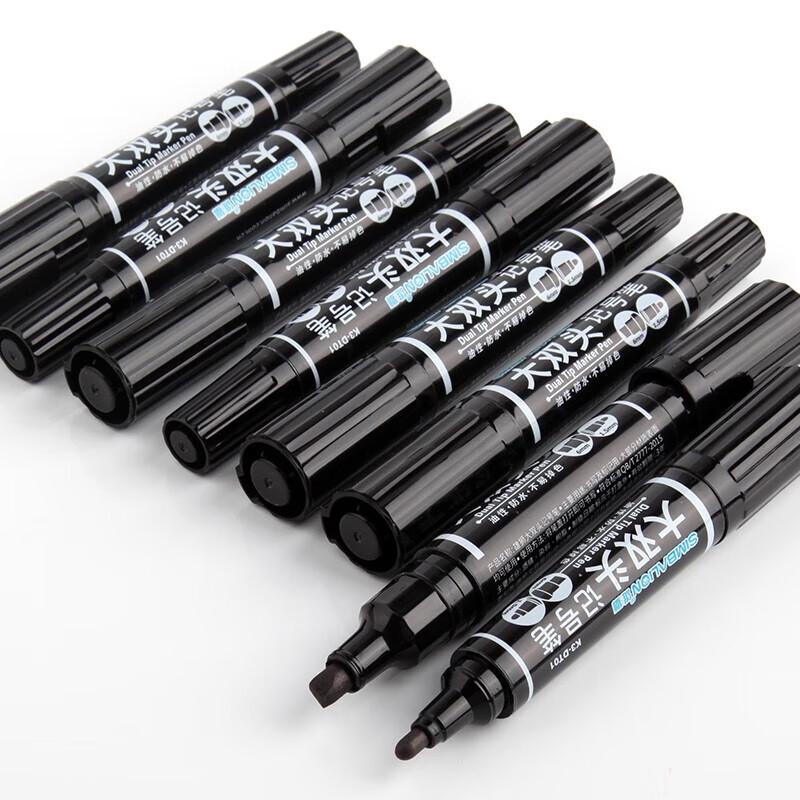 Lion Dual-Tip Black Marker Pen, 12-Pack