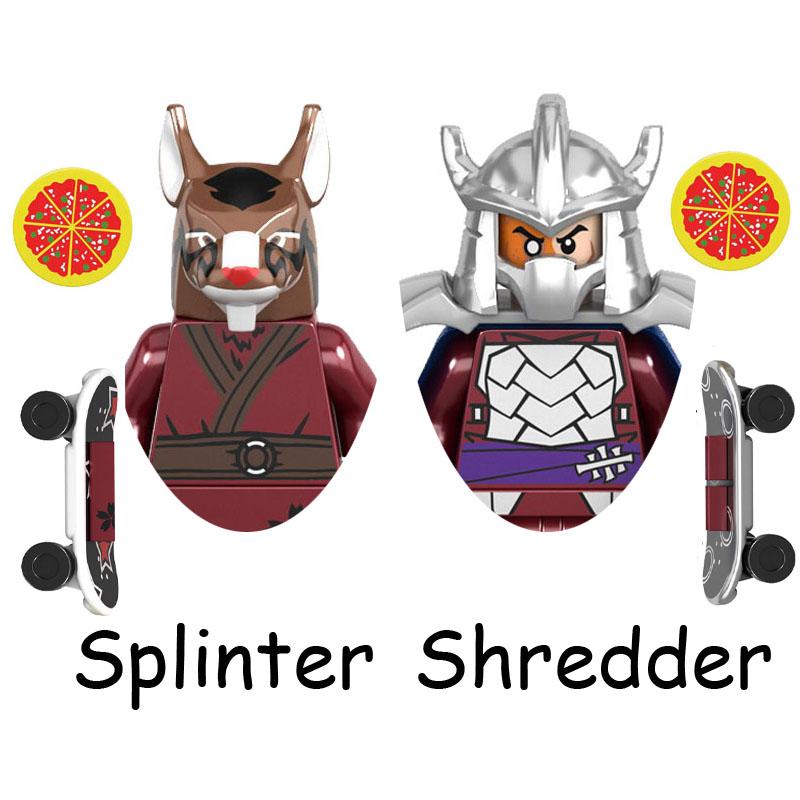!!! 2Pcs/Set Ninja Turtles Shredder Splinter Model Building Blocks Enlighten Bricks Figure Toys For Children