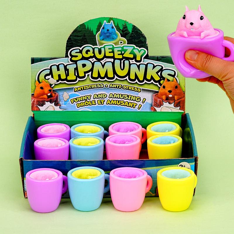 Creative Decompression Cheese Mouse & Squirrel Toy Cup