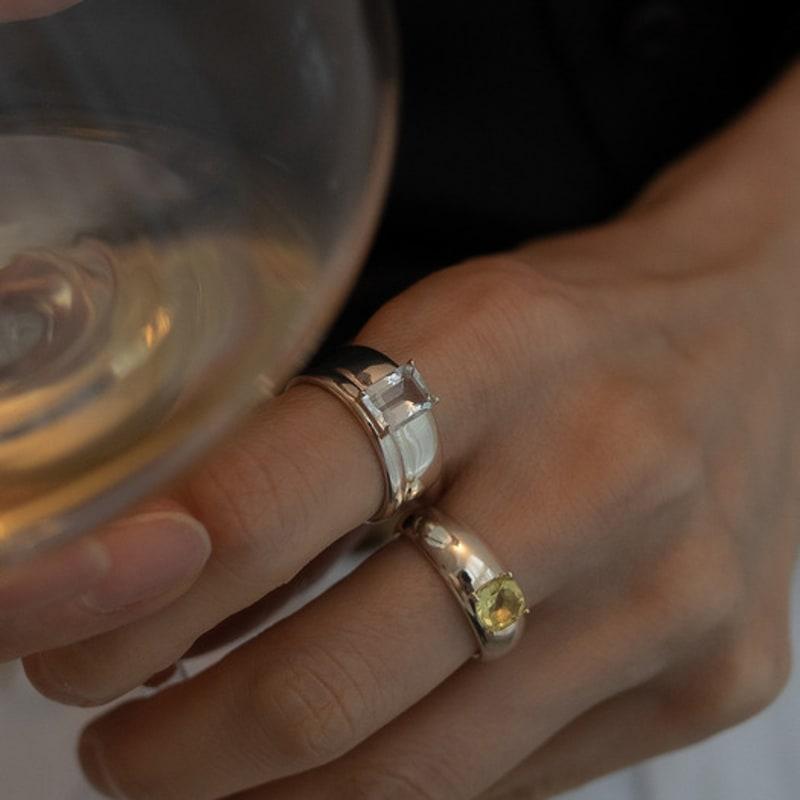 Invisible Collage SQUARE LOVE RING_AQUAMARINE