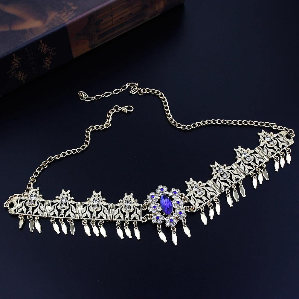 Corrente de testa, coroa de noiva, joias femininas, utensílios de cabelo, cor dourada, cristal árabe, faixa de cabelo