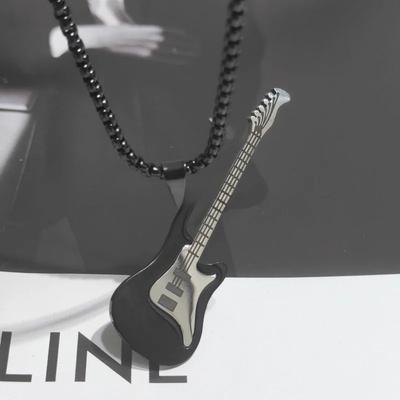 Retro Punk Music Guitar Necklace for Men Personalized Gothic Pendant Fashion Hip Hop Rock Singer Jewelry Gifts Choker Necklace