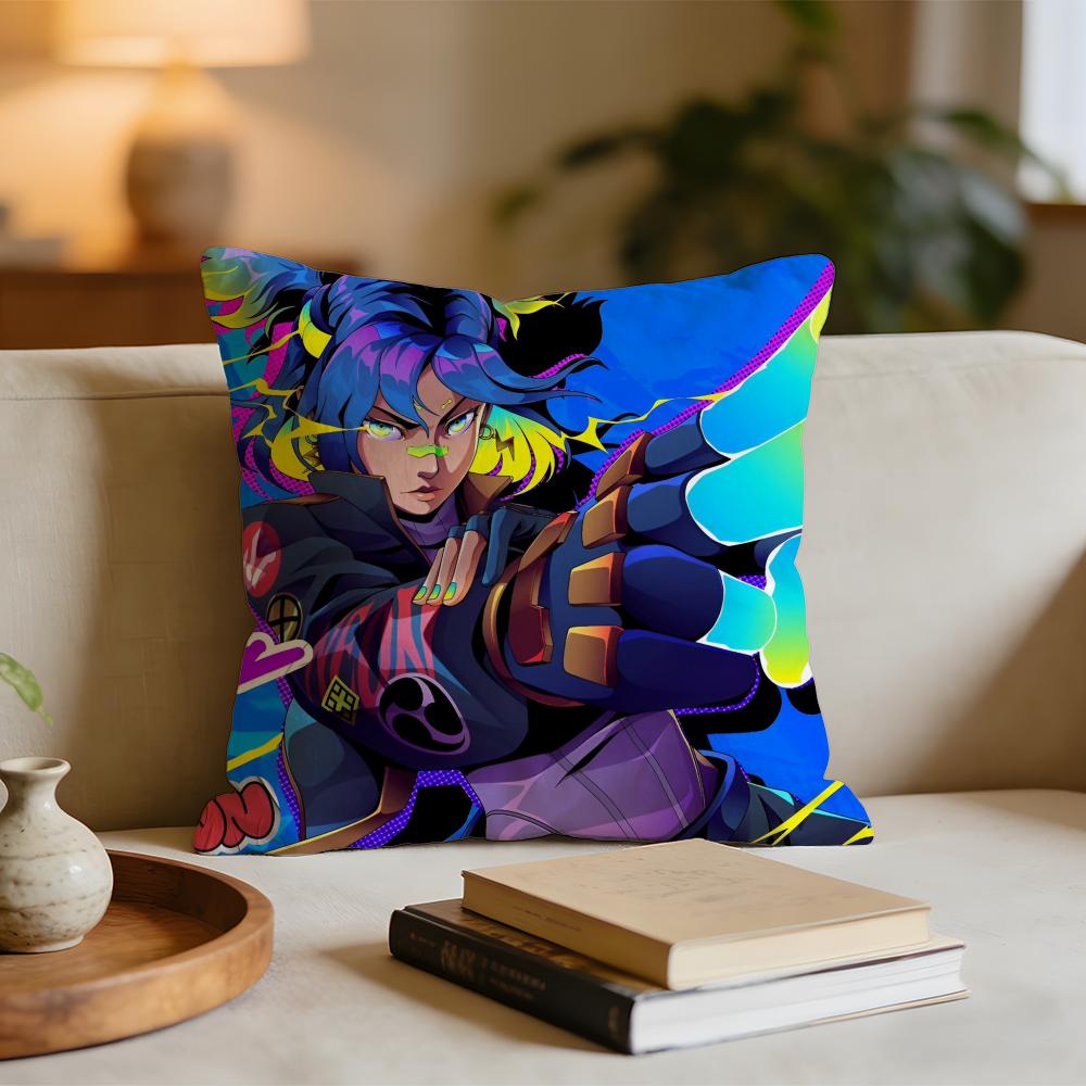 Cool Anime Games VValorant Icons Cushion Cover Short Plush Pillowcase for Bed Sofa Carwashable