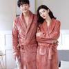 Cozy Coral Fleece Couple Pajamas Robe - Thick Warm Autumn Winter Bathrobe