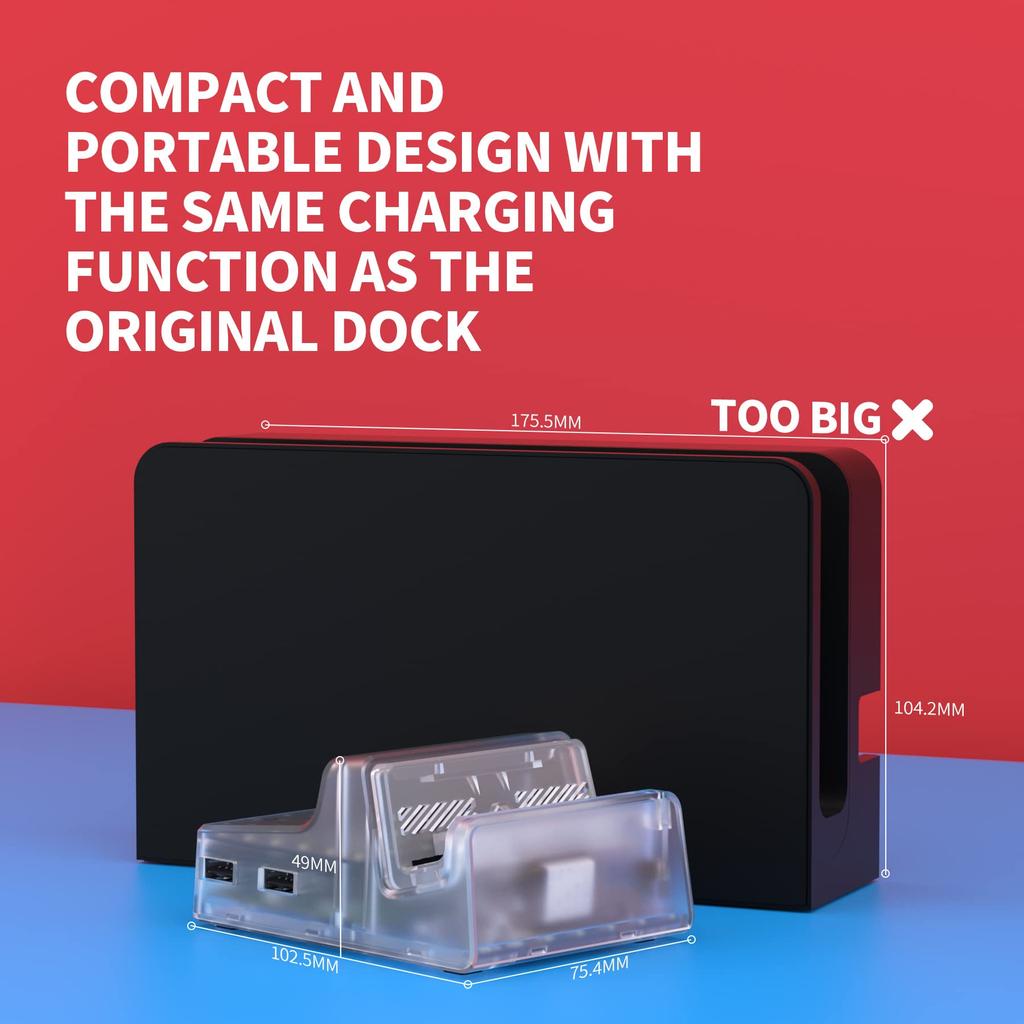 Not the Charging Dock Itself eXtremeRate Replacement Shell AiryDocky DIY Kit LED Version Compatible with Nintendo Switch Switch OLED Model Compatible