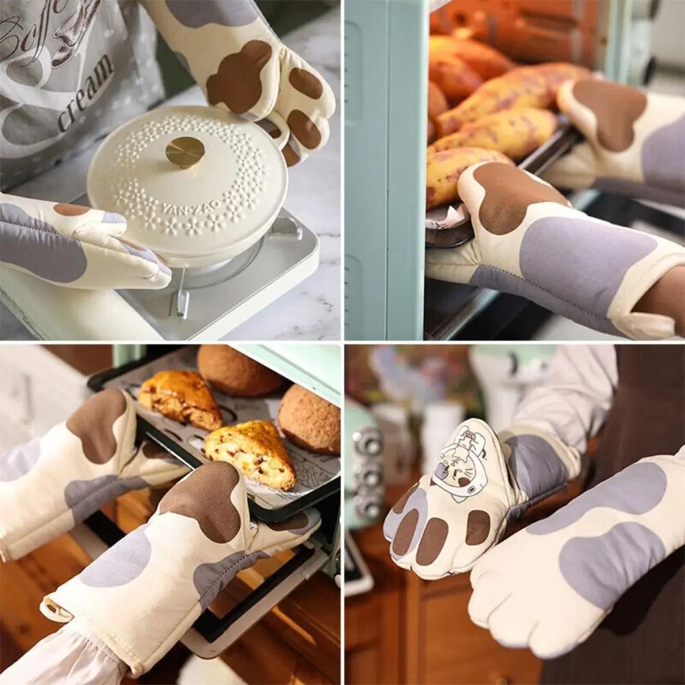 Cute Cat Paws Oven Mitts Cat Claw Baking Oven Gloves Anti-scald Microwave Insulated Gloves