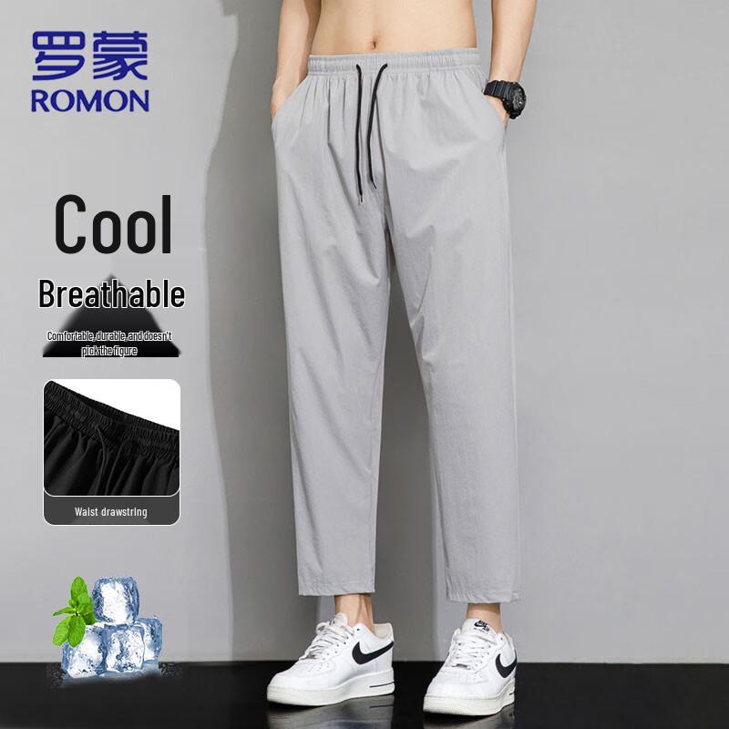 

ROMON Men s Breathable Stretch Cropped Straight-Leg Casual Pants 3XL