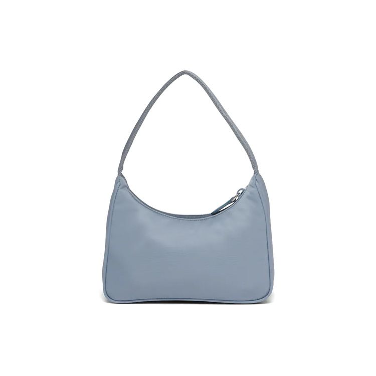 Prada Classic Silver Buckle Triangle Logo Nylon Hobo Bag Women Bags Gray Blue 1NE515-2DH0-F0637