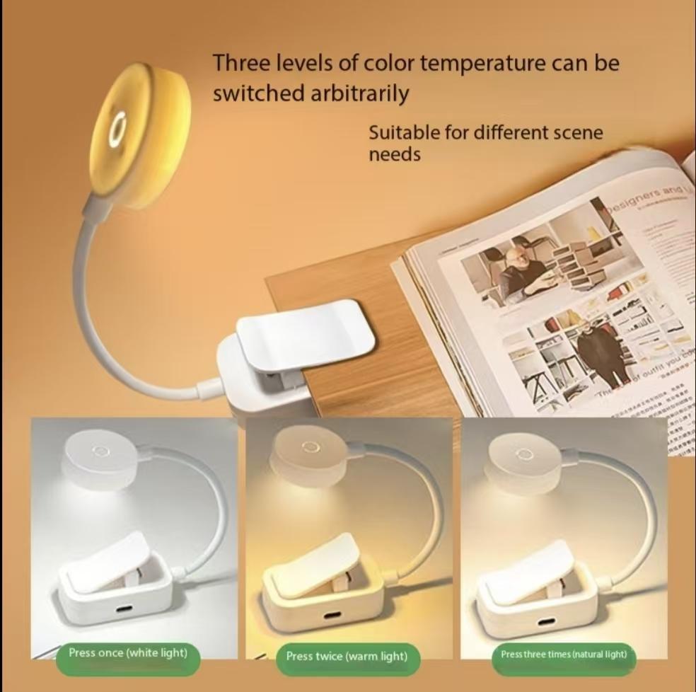Mini LED Reading Book Light Table Lamp 3 Modes Adjustable Eye Protection Clip-On Study Reading Lamp for Travel Bedroom Book