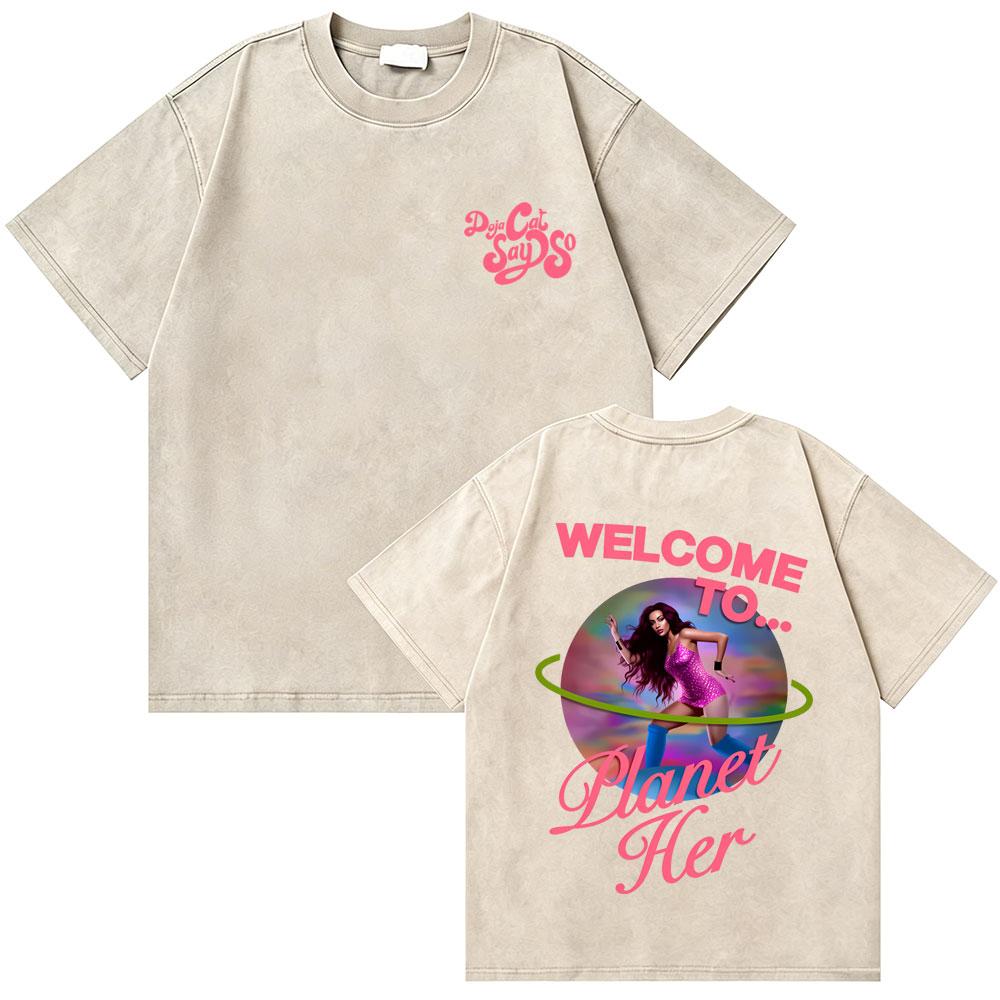 Washed Vintage Rapper Doja Cat Say So Graphic Tshirts Men Women Hip Hop Oversized T Shirt Male Fashion Casual Short Sleeve Tees