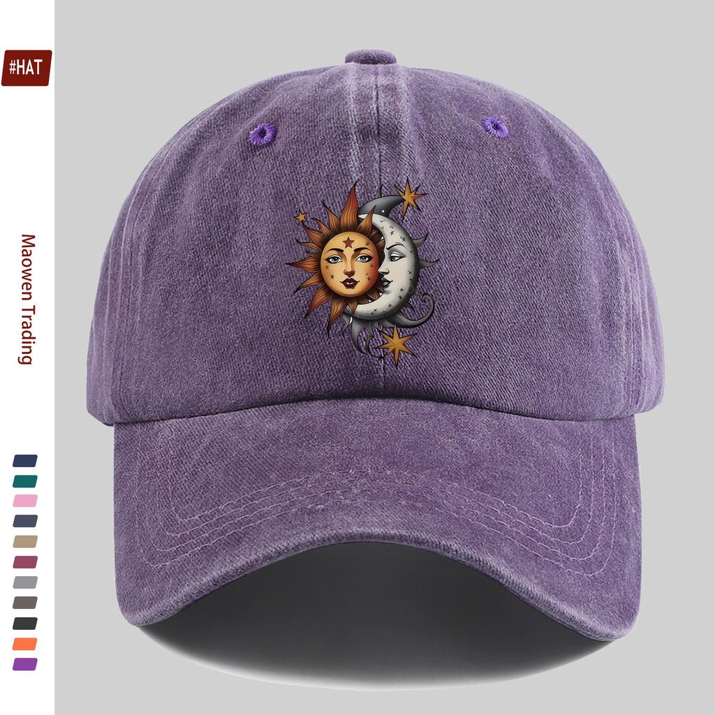 Pc Sun Moon Stars Pattern Printed Baseball Cap Unisex Design Sun Hat MultiColor Available Papa Cap Comfortable Lightweight Sun