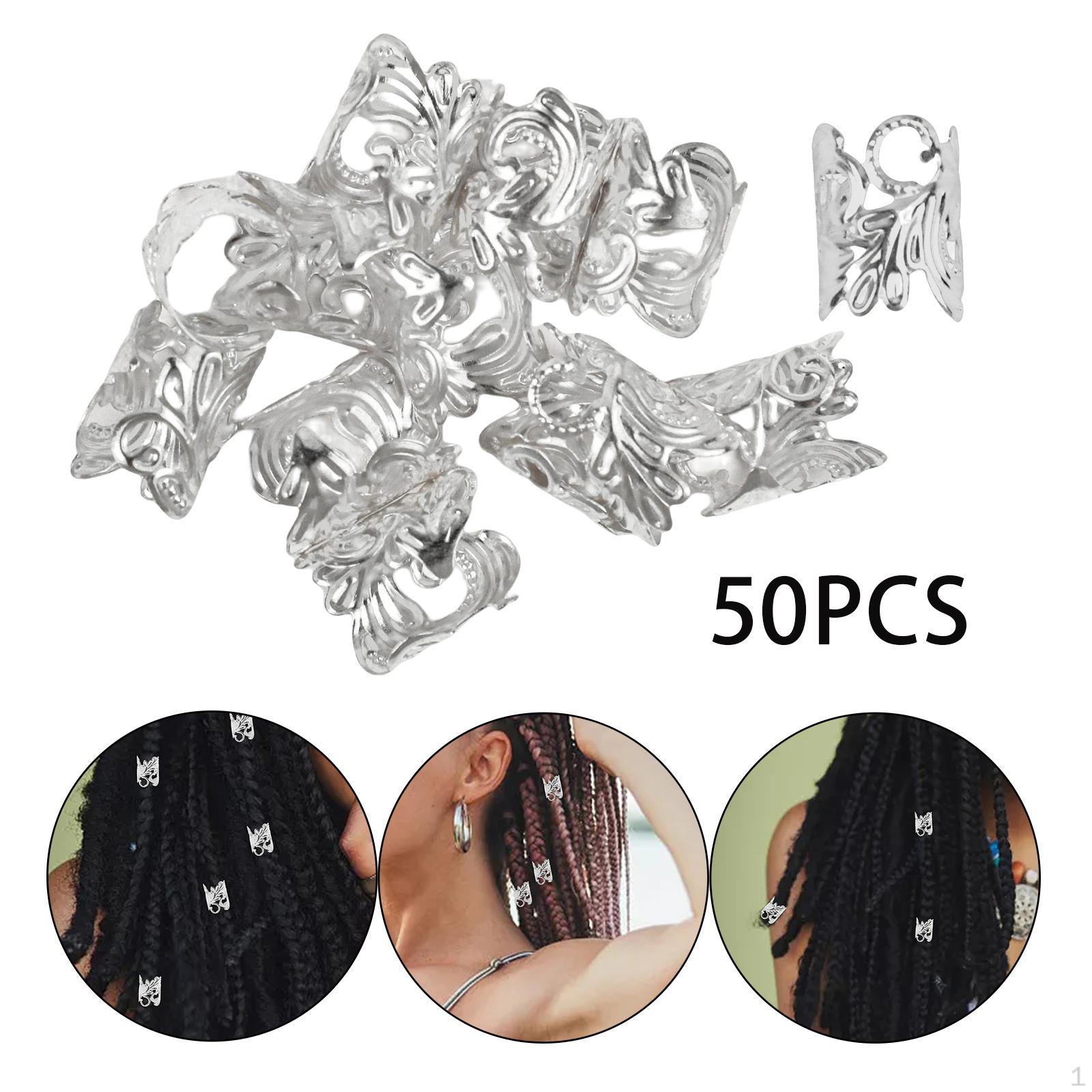 50 Штук Бусины для Дредов Кольца для Плетения Волос Зажимы Сплав Борода 6мм Отверстие Манжеты для