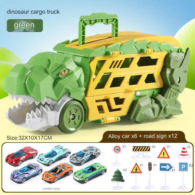 Transport Toy Truck Pull Back Vehicles Dino Container Storage Unique Track Car Model Children Boys Birthday Gift