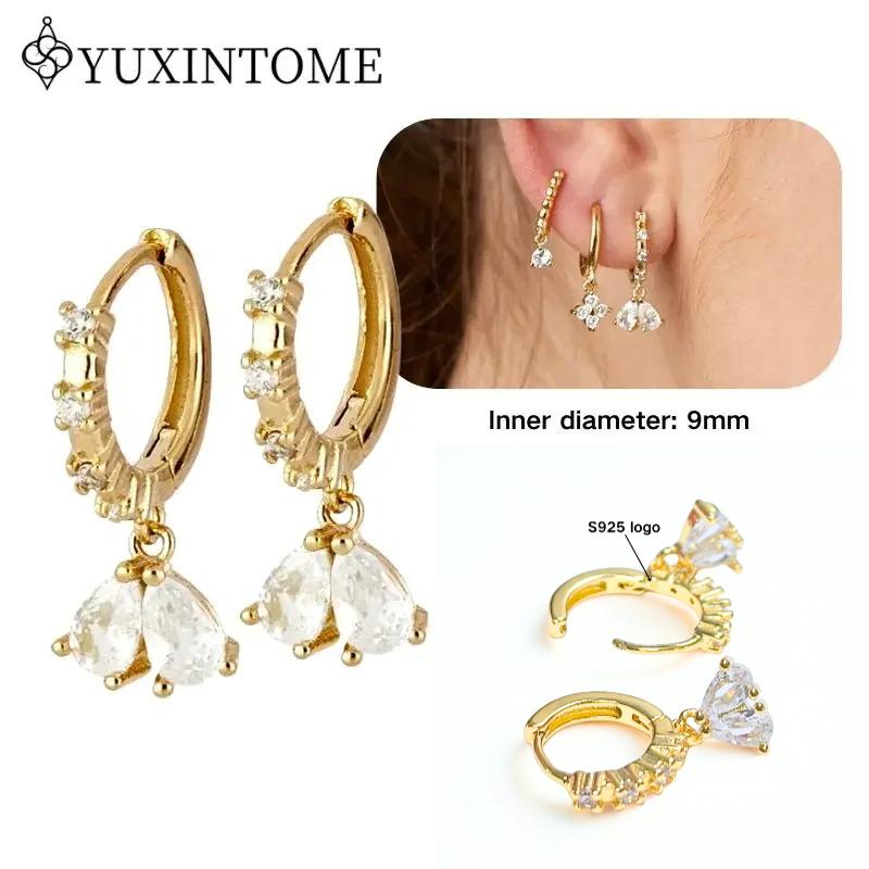 Dames 925 Zilveren Oorstekers Kristal Zirconia Waterdruppels Stud Hoops Goud Huggie Oorbellen Premium Luxe Feest Sieraden