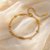 Gold Plated Double Layer Round Beads Bracelet, Stainless Steel Adjustable Thin Link Chain Bracelets, Luxury Jewelry for Women