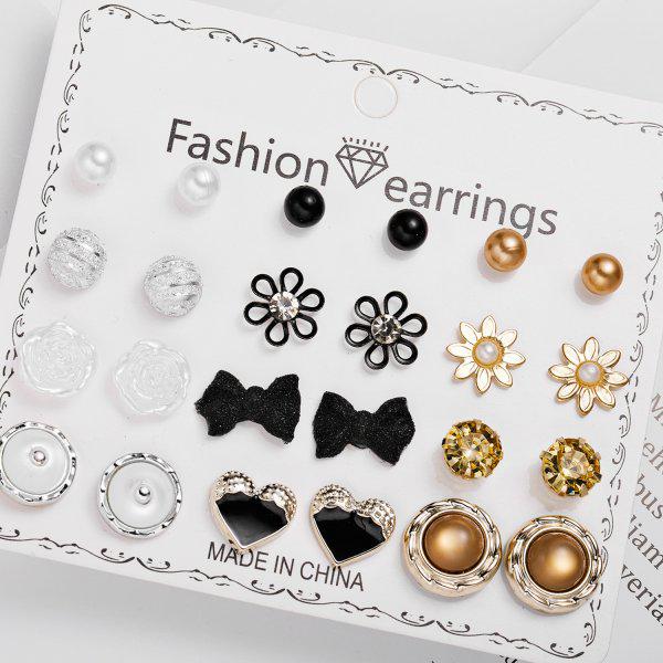 Ensemble de 12 paires de boucles d'oreilles élégantes en alliage de zirconium pour femme