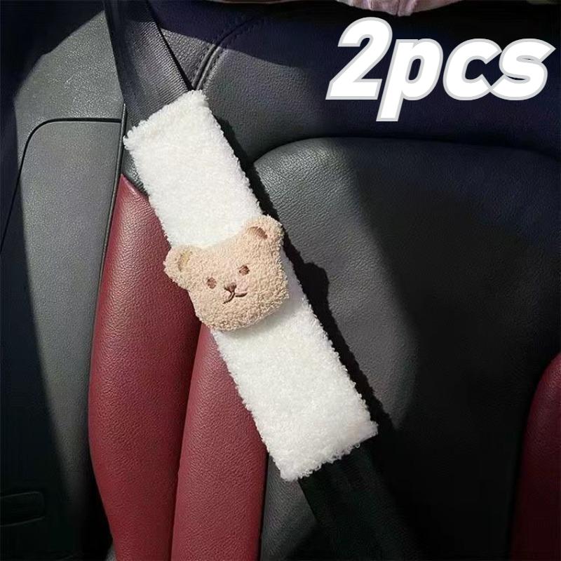 Cute Cartoon Car Seat Belt Shoulder Protector Little Bear Doll Car Interior Seat Belt Protector Plush Car Accessories Interior