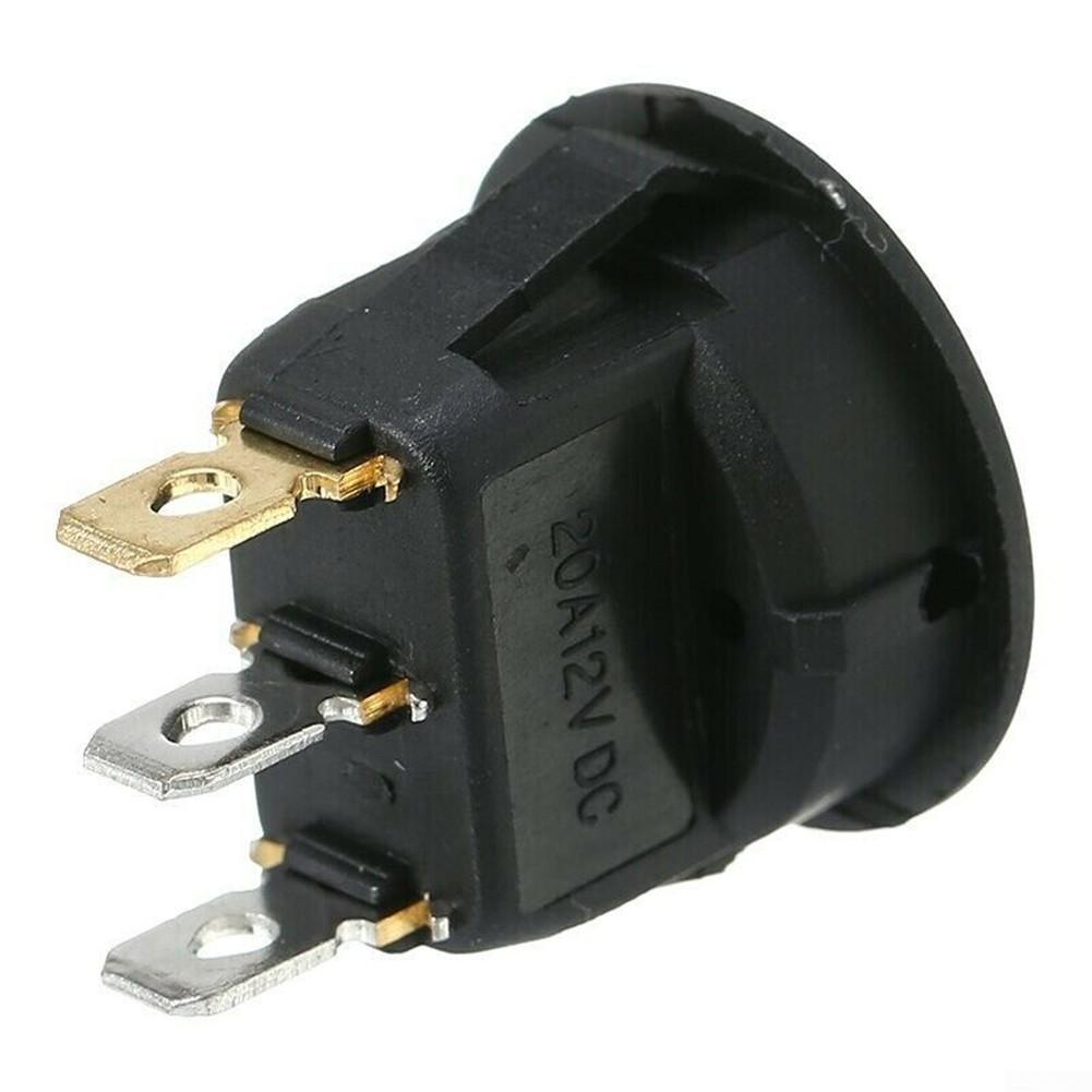 Černočervený DC 12V 20A kulatý vypínač 12V červená LED 23mm