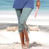 Cropped Women Elastic Vacation Pants Summer Casual Printed Cycling Shorts Skinny Leggings Trousers Waist