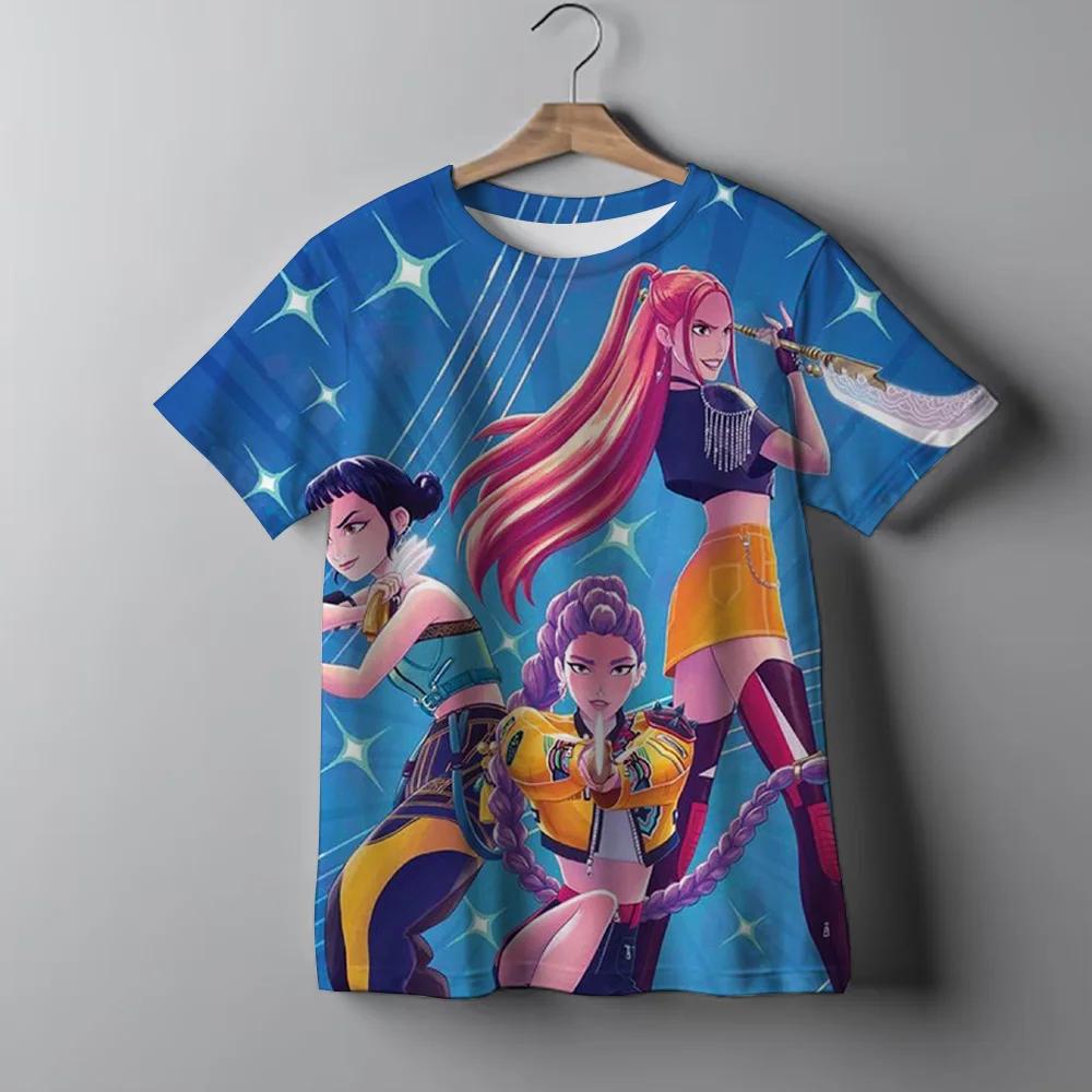 Fashion Casual Kids T-shirt KPop Demon Hunters Cool Girls Tee Top Soft Comfortable Summer Versatile T-shirt
