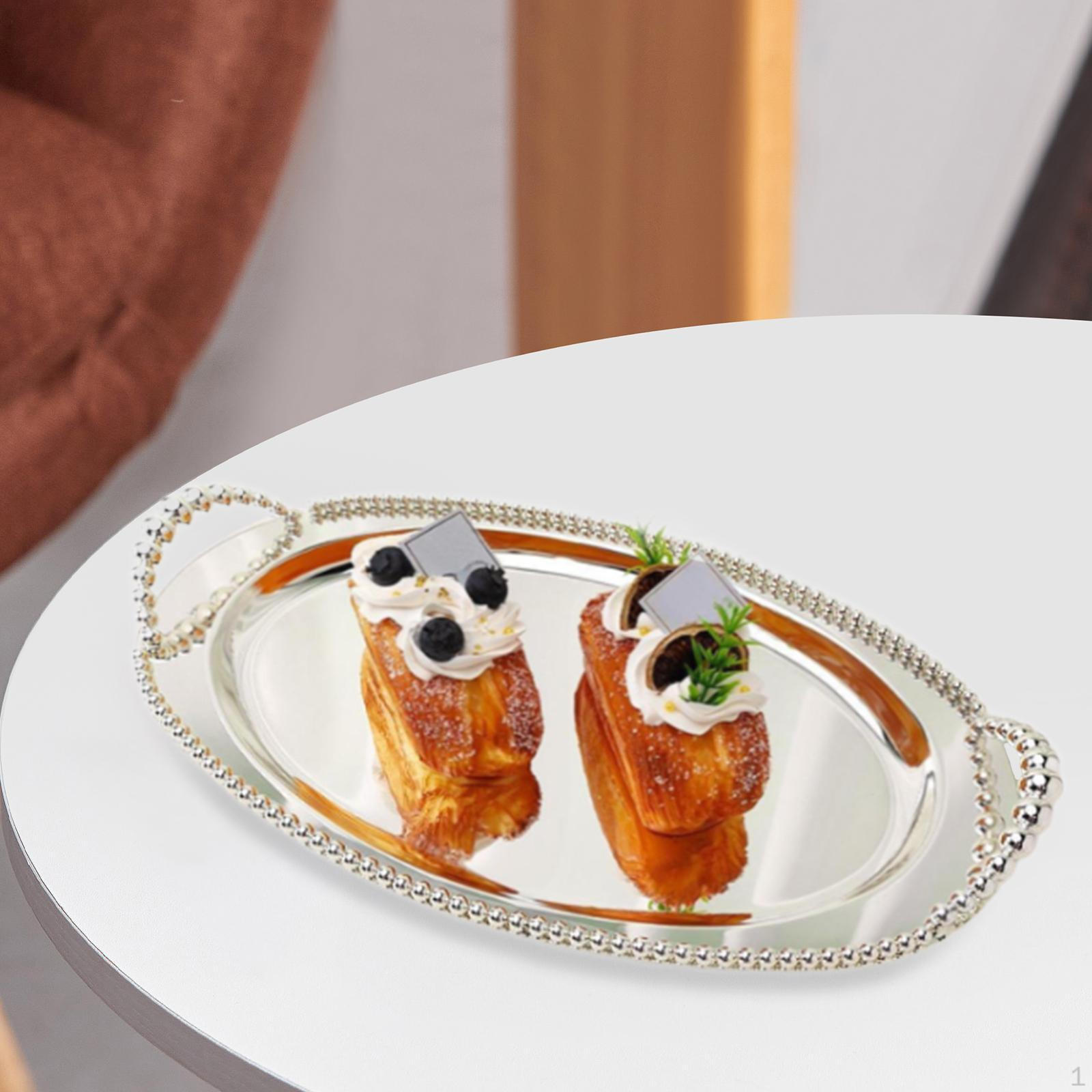 

Декоративный зеркальный поднос для хранения косметики в европейском стиле с ручками Тарелка для фруктов Сервировка туалетного столика серебряный