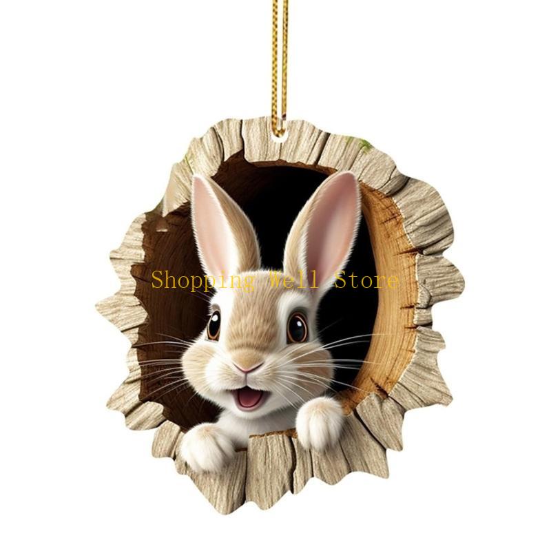 KX4B Easters Rabbit Decors Colorful Handmade Easters Ornament Acrylic Texture Suitable for Storefronts and Party Enthusiasts