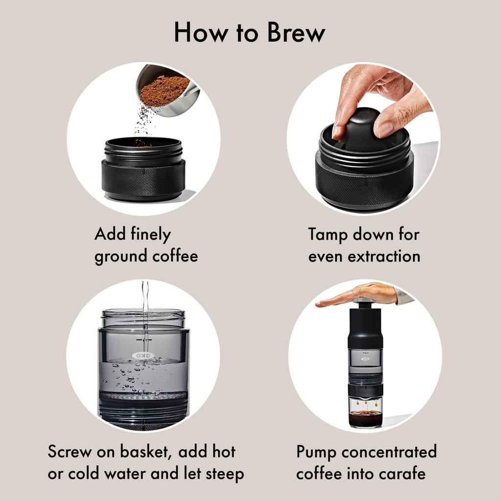OXO Quick ConcentrateMaker Lightweight and Portable Makes 4 Cups At a Time In 5 Minutes
