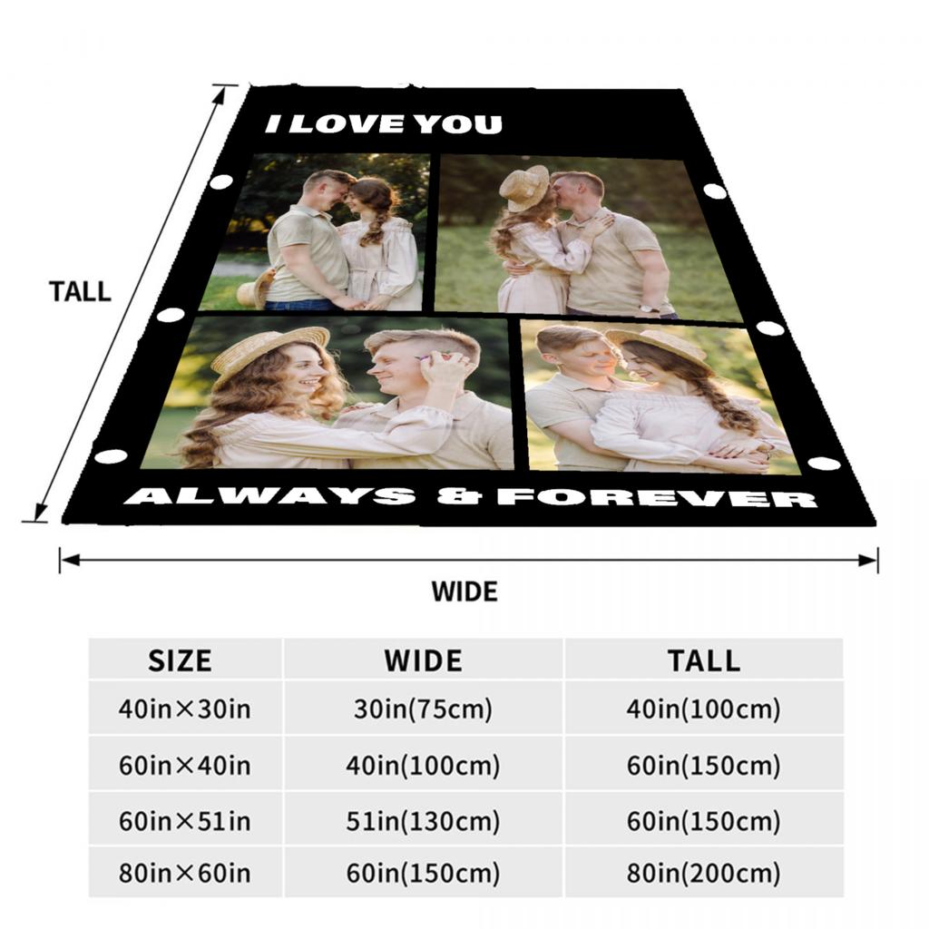 2026 Custom 4 Photos Flannel Blanket I Love You Soft Blanket For Sofa Camping Nap Leisure Blankets Birthday Gifts For Home Decor