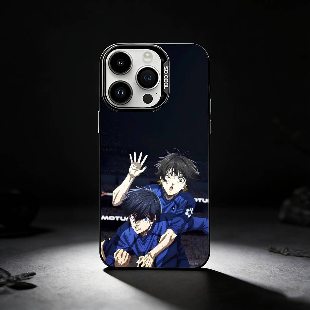 Blue Lock Anime Telefoonhoesje Voor iPhone 17,16,15,14,13,12,11 Plus,Pro Max,XS,Gekleurd zilveren telefoonhoesje