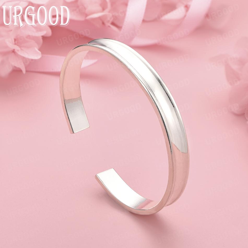 925 Sterling Silver Wedding Gift 8mm Smooth Bangle Fashion Jewelry