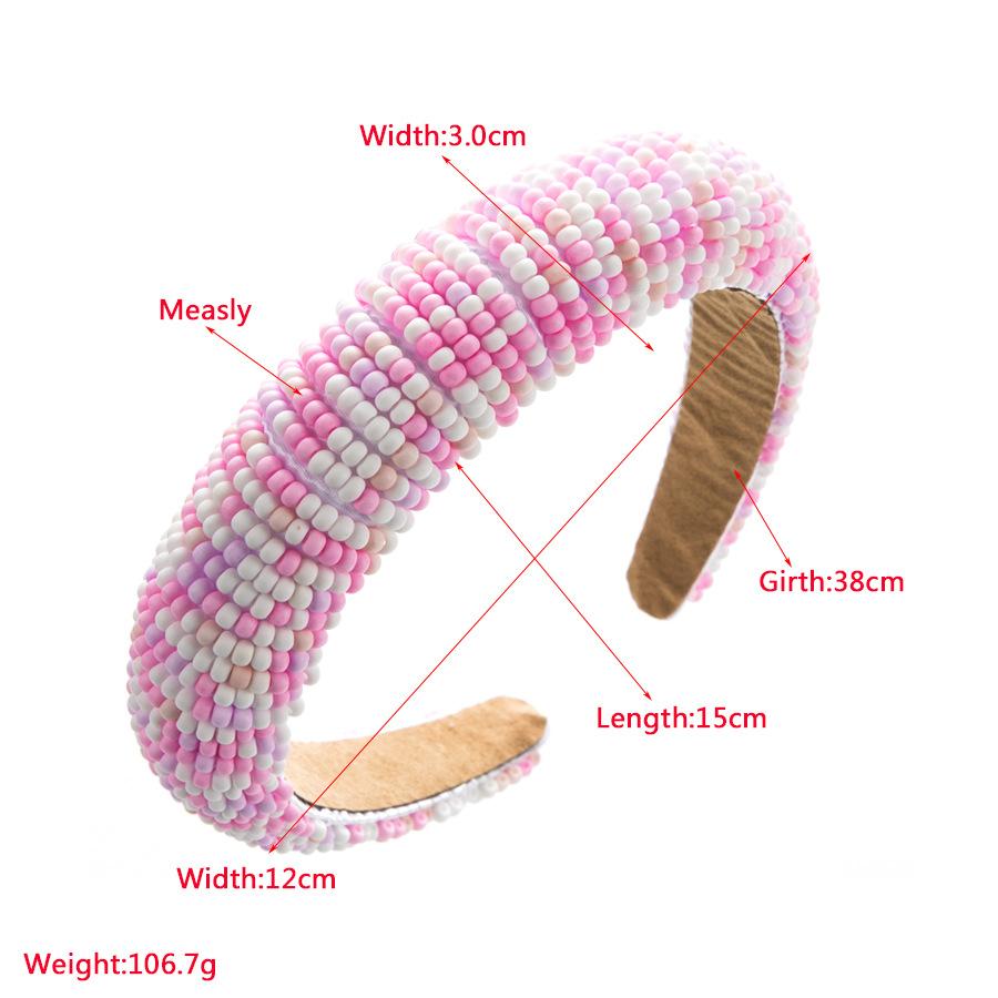 Damen-Stirnband, Frühlingsfarbe, breiter Rand, elegant, modisch, bunt, Reisbällchen, Schwamm, Kristall