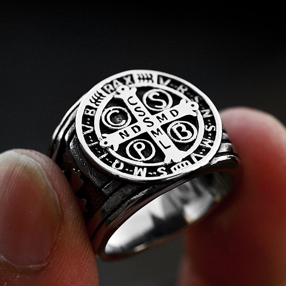 Fashion Vintage Jesus Cross Ring Bible Men's Letter Ring Bicycle Jewelry Personalized Gift