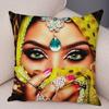 Beautiful Lady Pillow Case Decor Colorful Masked Woman Pillowcase Super Soft Plush Cushion Cover for Sofa Home Car Xcm