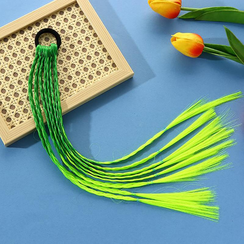  Girls Colorful Wigs Ponytail Headbands Rubber Bands Beauty Headwear Head Band Kids Hair Accessories Hair Ornament