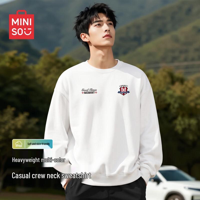 MINISO Men's Casual Crew Neck Pullover Sweatshirt