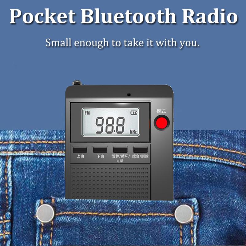 Mini radio portabile Receptor FM/AM/SW de buzunar Difuzor stereo Bluetooth TF/Set cu cască Player MP3 cu afișaj LCD Suport mâini libere