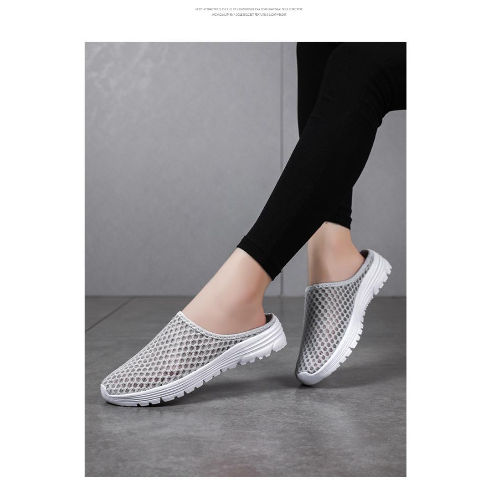 Damen Slip-On Freizeitschuhe Atmungsaktives Mesh Halbschuhe Weiche Sohle Bequeme Gehschuhe Übergröße Leichte Alltagsschuhe
