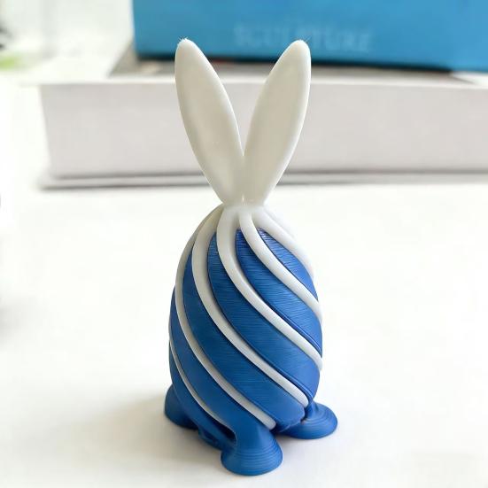 Spiral Kaninöra Ägg Fidget-leksak 3D-printad Påskhare Ägg Spiral Genomgångsskulptur Figur Prydnad för Högtidsparty