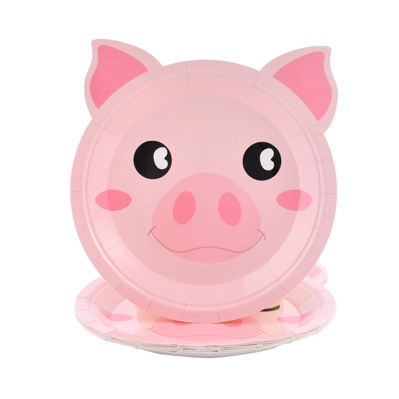 10pcs Farm Animals Party Disposable Paper Plates Pig Cow Sheep Shaped Food Tray Tableware Kids Birthday Party Favors Supplies