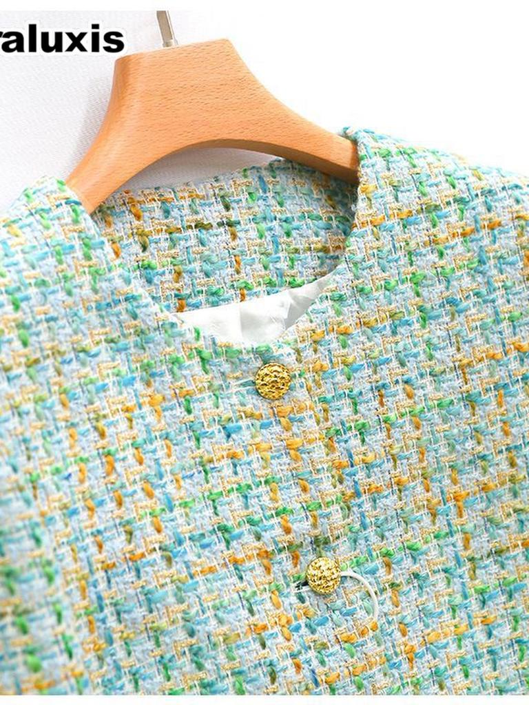 Women's New Autumn Short Jacket, Petite Elegant Oversized Tweed Cardigan Top