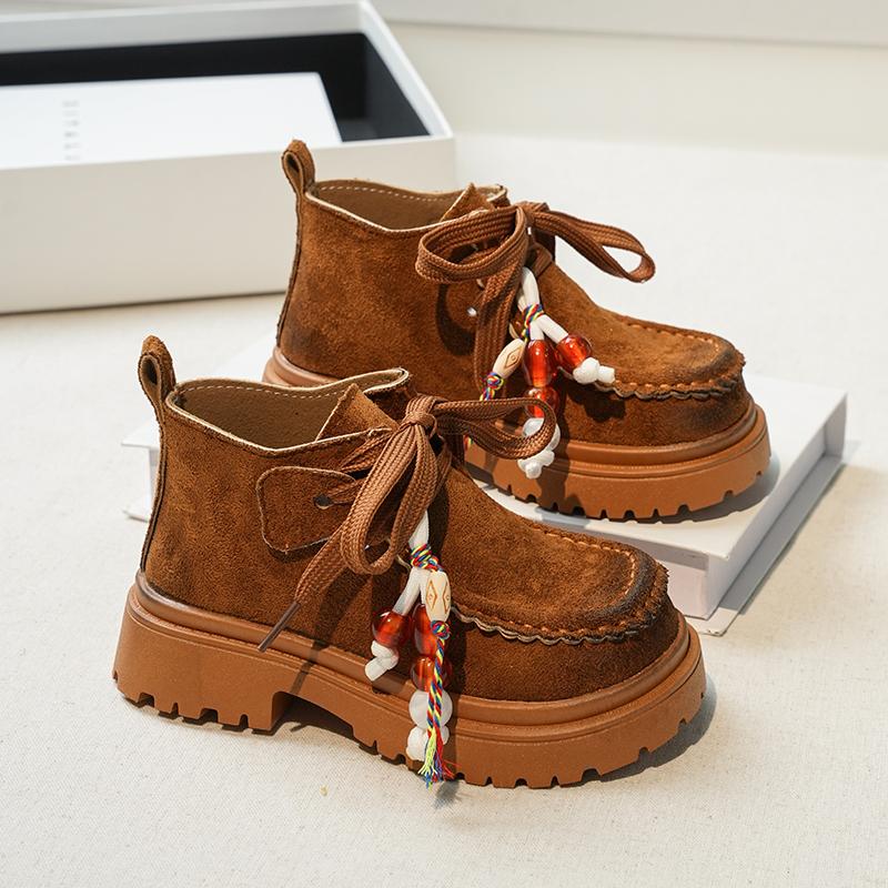 

Autumn Winter New Children Casual Short Boots for Girls Fashion Korean Style Soft Bottom Anti-slippery Versatile Retro Shoe 26 верблюд