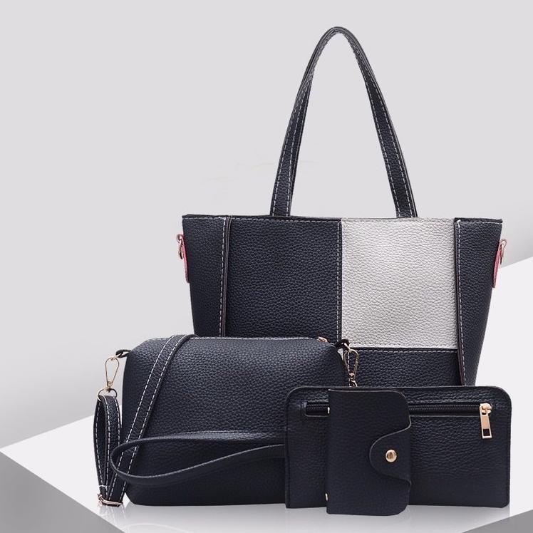 Fashion Women Splicing Color Shoulder Bag Pu Leather Handbag Holder Messenger Bag 4cs With Premium Quality Materials And Timeless Design