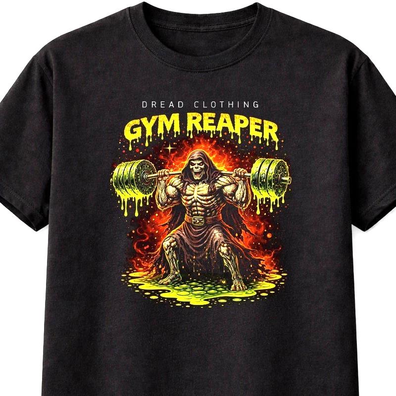 Gym Reaper TShirt Gym Demon Gothic Unisex Black Graphic Tee S