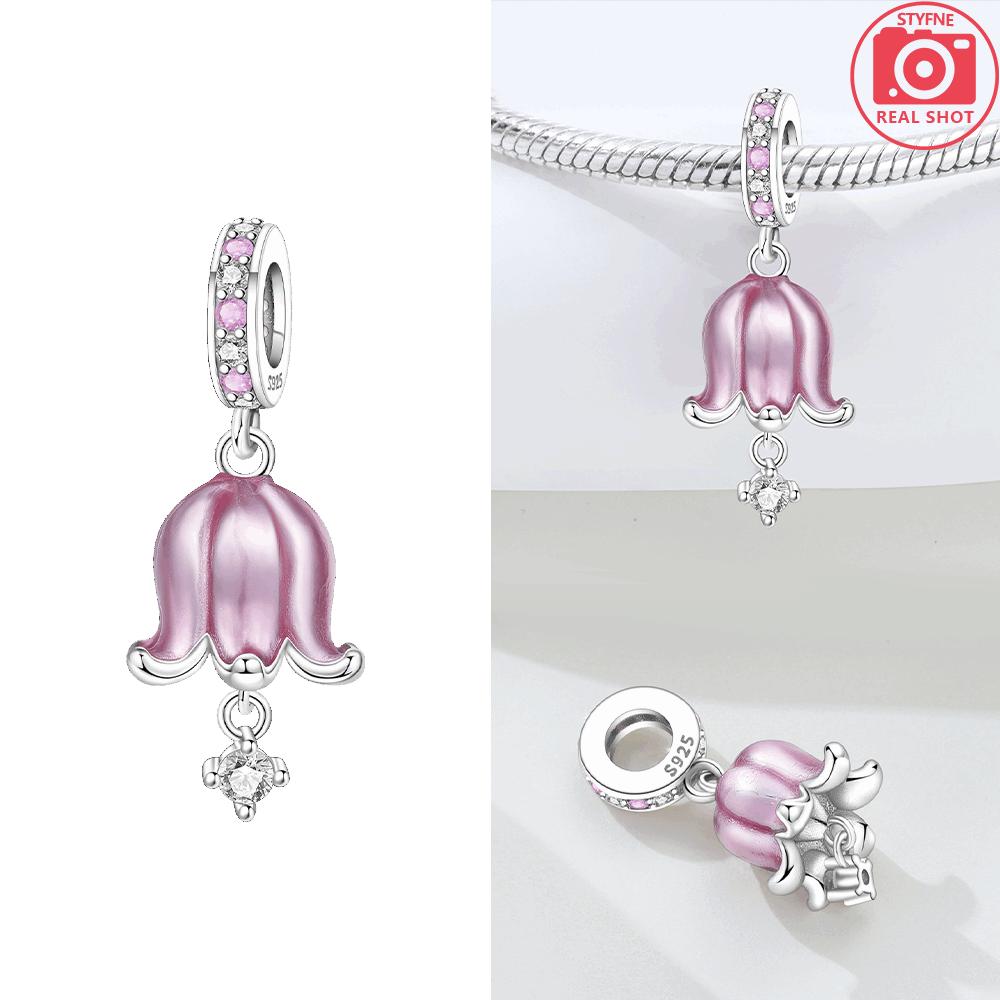 Purple Iris Blue Anemone Pendant Heart Tulip Originalcopper Bead Fit Bracelet Diy Fine Gift Women Jewelry Accessory