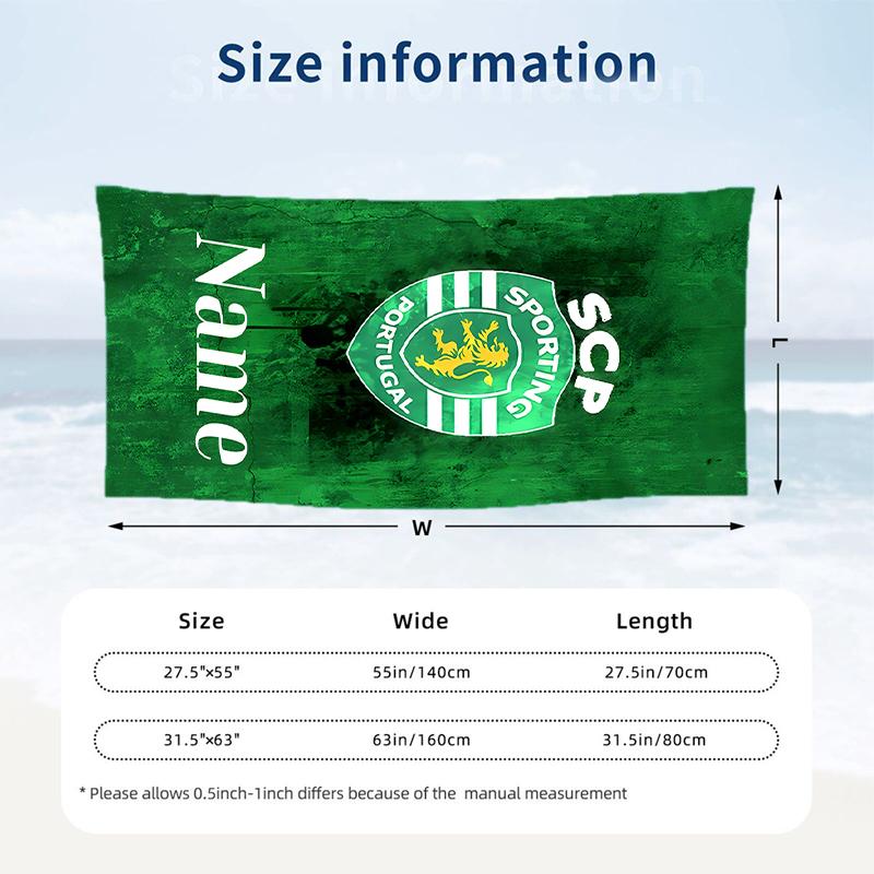 Sporting Clube de Portugal Custom Name Printed Beach Towel Personalized Soft Towel For Swimming Beach Travel