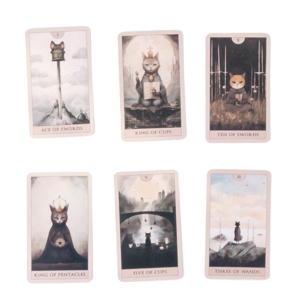 Surrealist Cat Tarot Cards 10.3*6cm - Aesthetic 78-Card Whimsical Deck with Soft Pastel Illustrations