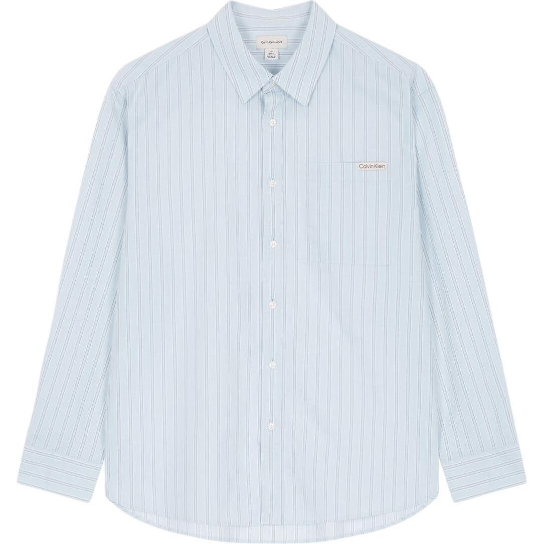 

Calvin Klein Loose Striped Comfortable Casual Long Sleeve Shirt Men shirts Light-Blue 4RB101G-24Q M
