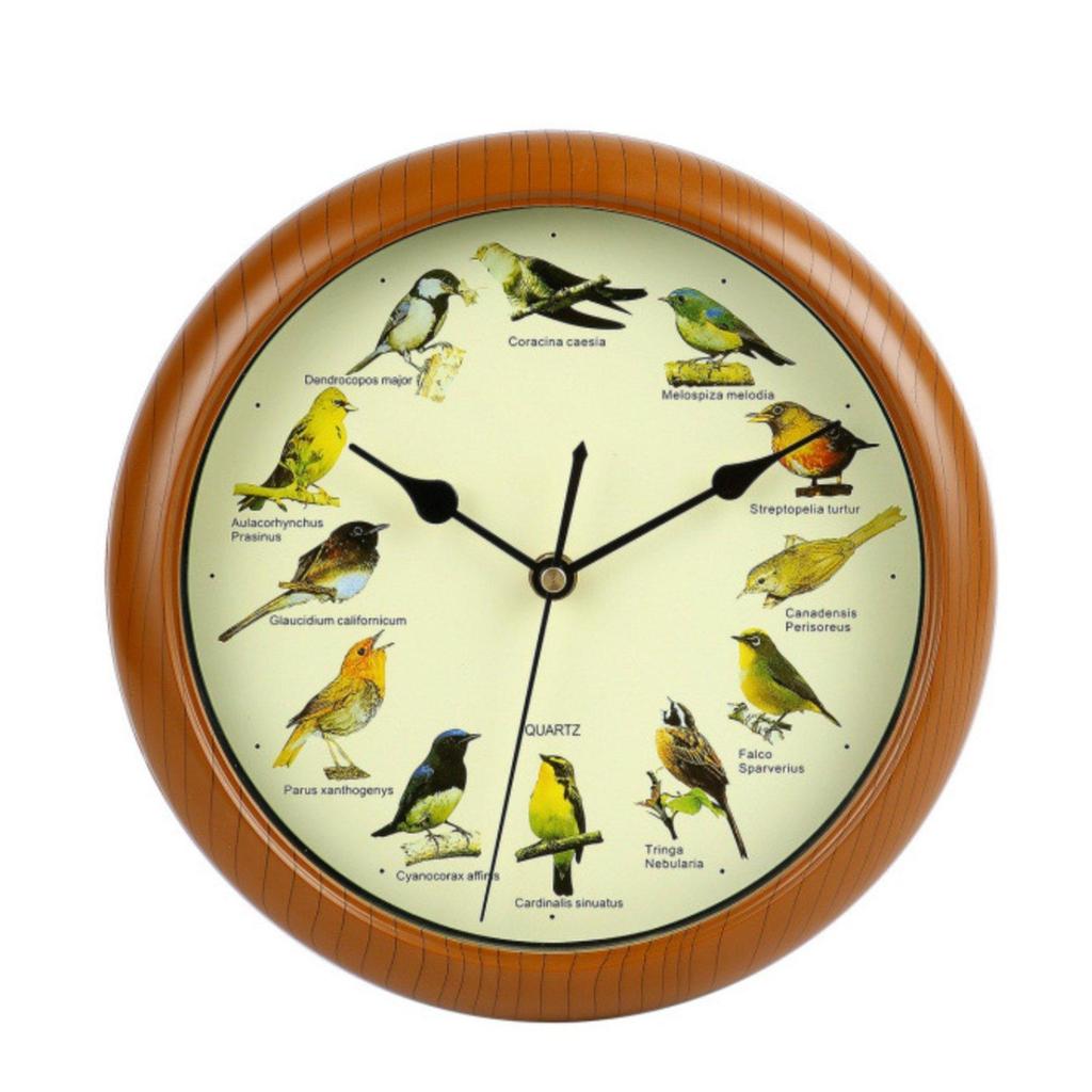 Artistic Bird Illustration Round Wall Clock Precision Quartz Mechanism Unique