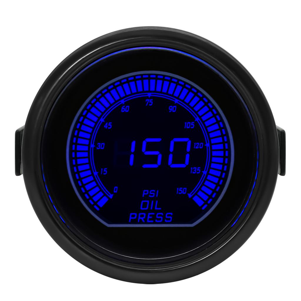 52mm Boost Gauge Tachometer Volt Water Oil Temp Oil Press Vacuum Air Fuel Ratio Exhaust Temp Digital Red Blue Dual Color Meter